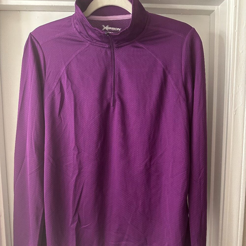 Xersion Lightweight Purple Half-Zip Pullover With Thumbholes